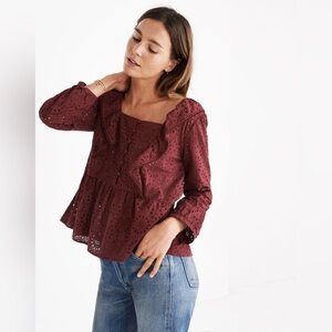 Madewell Eyelet Pom-Pom Top size xs